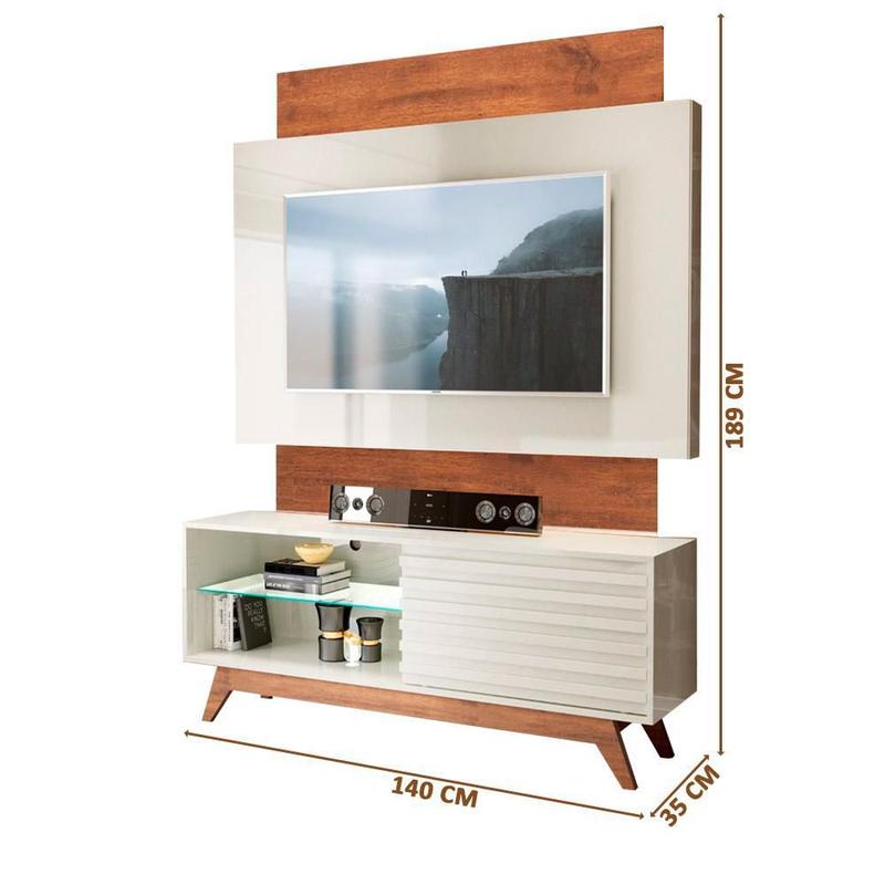 Painel Home 140cm para TV até 55 Off White Nobre Tb151 Dalla Costa
